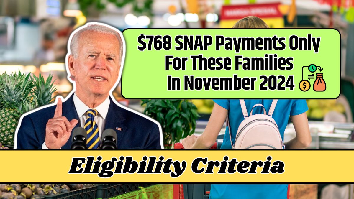 $768 SNAP Payments Only For These Families In November 2024