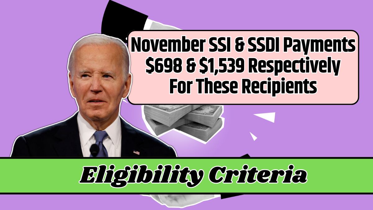 November SSI & SSDI Payments $698 & $1,539 Respectively For These Recipients